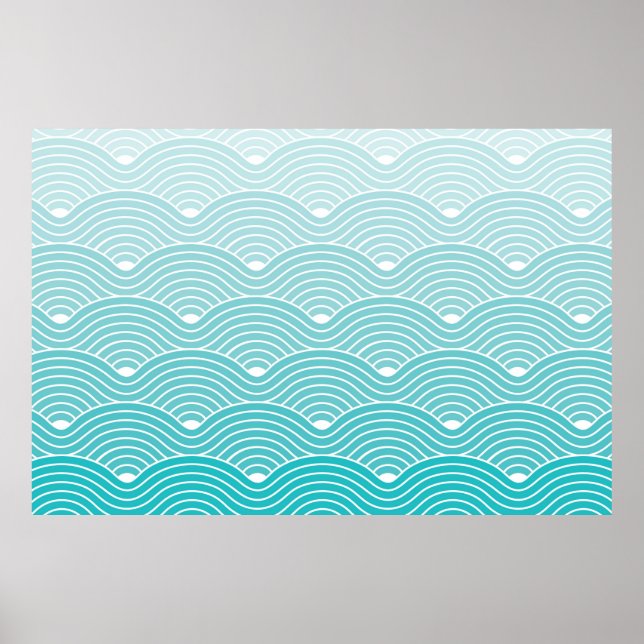 Curve Waves Geometric Pattern background, Vintage  Poster (Front)