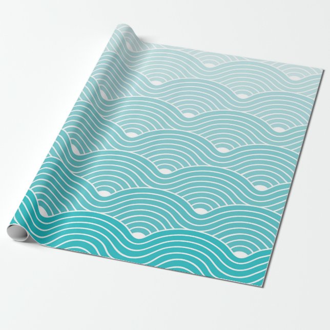 Curve Waves Geometric Pattern background, Vintage  Wrapping Paper (Unrolled)