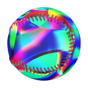 Curved and very colorful shapes, green prevails baseball