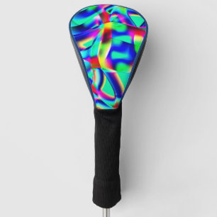 Curved and very colorful shapes, green prevails golf head cover