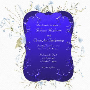 Curved Blue Elegance Vintage Wedding Invitation