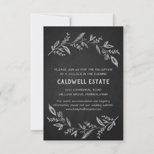 Curved Branches Chalk Wedding Reception Card