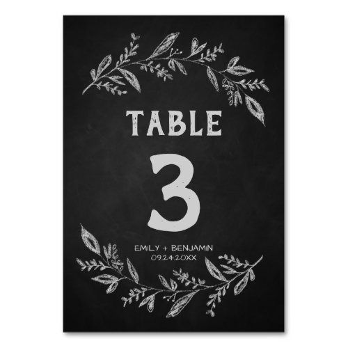 Curved Branches  Chalkboard Table Number