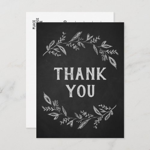 Curved Branches  Chalkboard Thank You Postcard