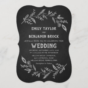 Curved Branches Chalkboard Wedding Invitation