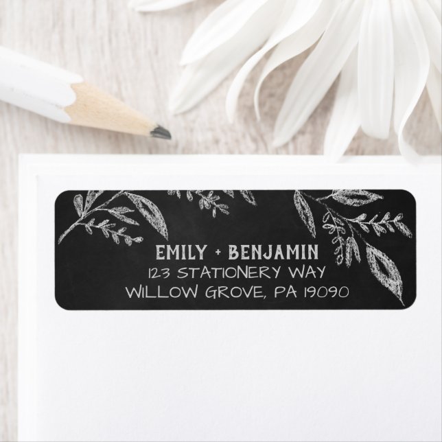 Curved Branches | Chalkboard Wedding Label (Insitu)