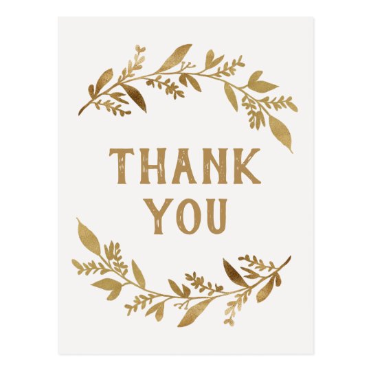 Curved Branches Gold Thank You Postcard