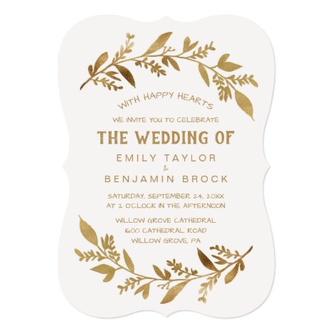 Curved Branches | Gold The Wedding Of Invitation