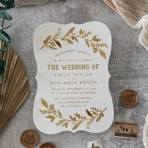 Curved Branches  Gold The Wedding Of Invitation