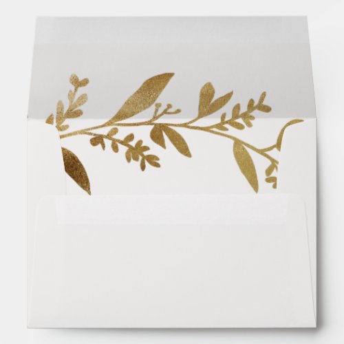 Curved Branches  Gold Wedding Invitation Envelope