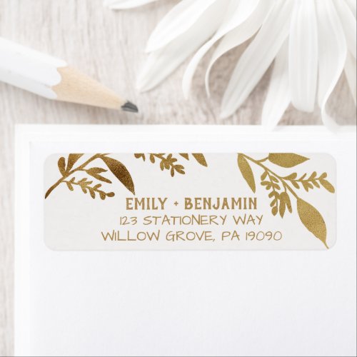 Curved Branches  Gold Wedding Label