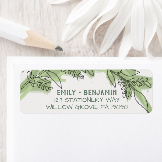 Curved Branches | Greenery Wedding Label (Insitu)