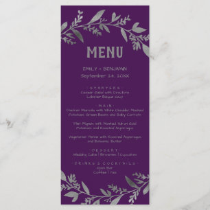 Curved Branches Silver Dinner Menu Card