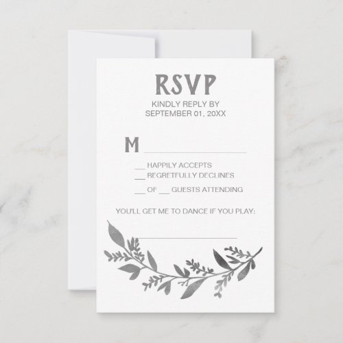 Curved Branches  Silver Song Request RSVP Card