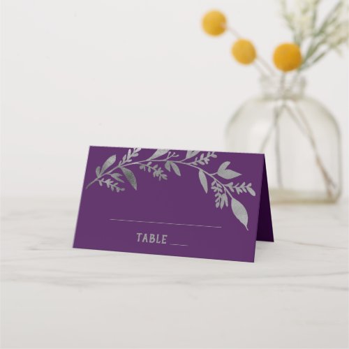 Curved Branches  Silver Wedding Place Card