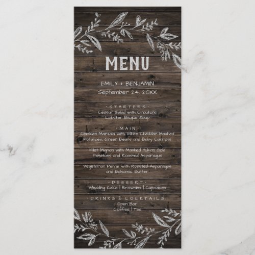 Curved Branches  Wooden Dinner Menu Card