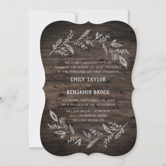 Curved Branches | Wooden Formal Wedding Invitation (Front)
