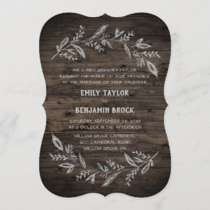 Curved Branches Wooden Formal Wedding Invitation