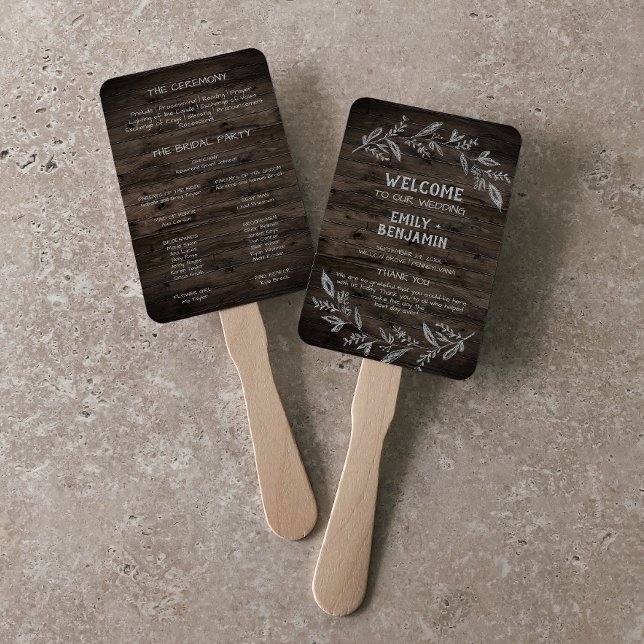 Curved Branches | Wooden Wedding Program Hand Fan (Creator Uploaded)
