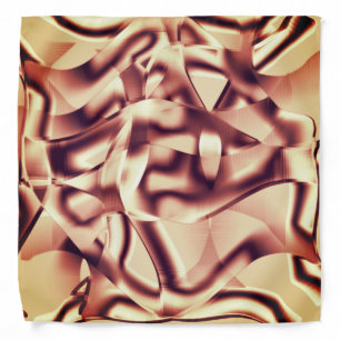 Curved brownish red or burgundy shapes, beige tone bandana