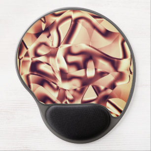 Curved brownish red or burgundy shapes, beige tone gel mouse pad
