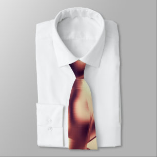 Curved brownish red or burgundy shapes, beige tone neck tie