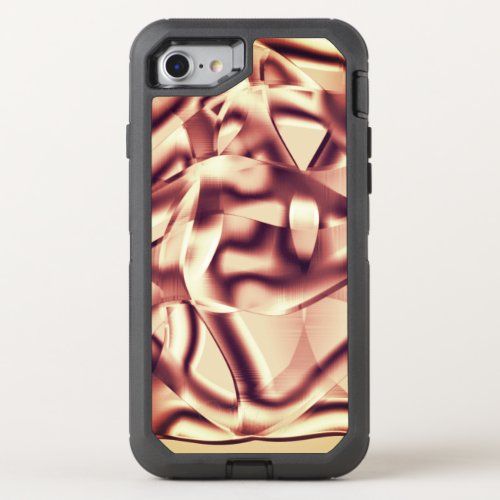Curved brownish red or burgundy shapes beige tone OtterBox defender iPhone SE87 case