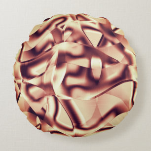 Curved brownish red or burgundy shapes, beige tone round pillow