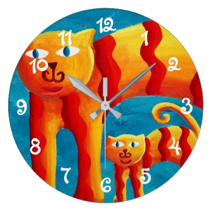 Curved Cats Large Clock