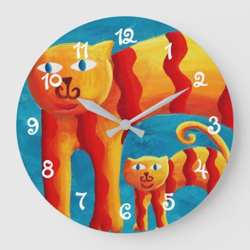 Curved Cats Large Clock