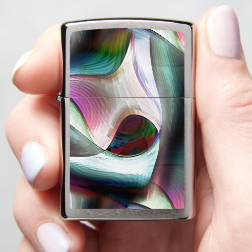 Curved checkerboard shapes in almost chrome colors zippo lighter