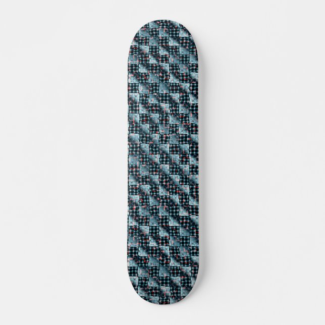 Curved chess squares exposed to destructive mosaic skateboard (Front)