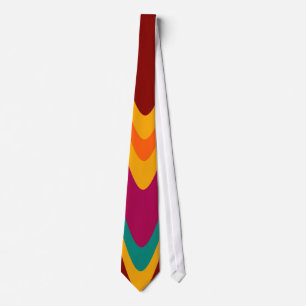 Curved Colorful Rainbow Abstract Retro Art Deco Tie