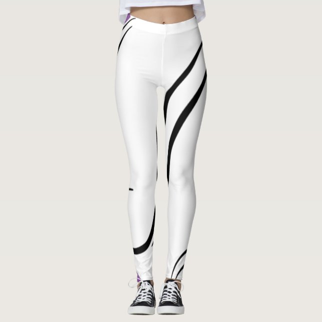 Curved Elegance white Leggings – Geometric Flow (Front)