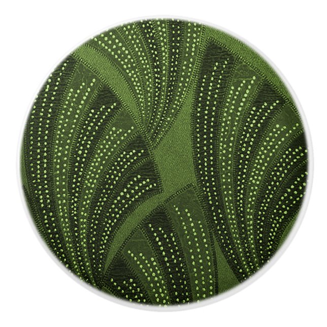 Curved Fan Rich Green Ceramic Knob (Front)