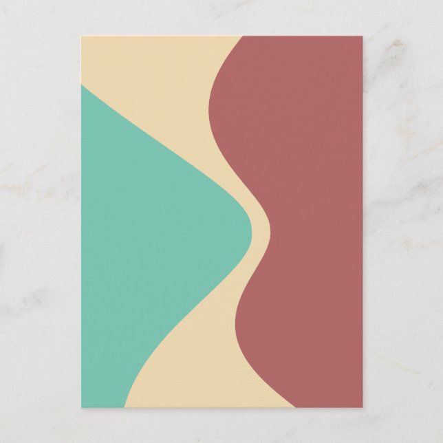 Curved Geometric Shapes Green Brown Postcard (Front)