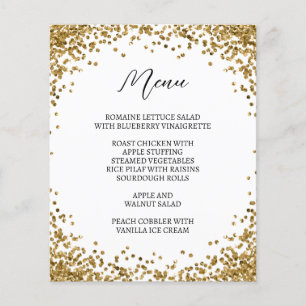 Curved Gold Glitter White Menu