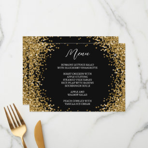 Curved Gold Glitter White Menu