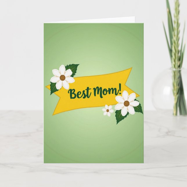 Curved Green Best Mom Card (Front)