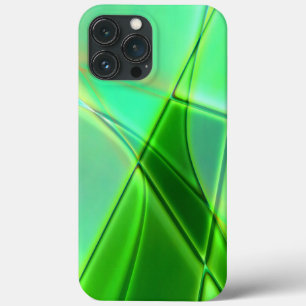 Curved green geometric shapes with deep contours iPhone 13 pro max case