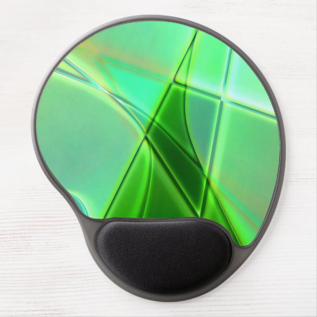 Curved green geometric shapes with deep contours   gel mouse pad (Front)