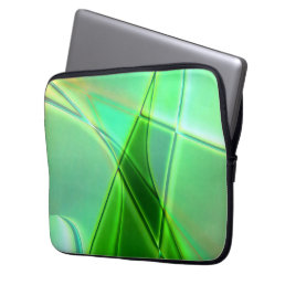 Curved green geometric shapes with deep contours   laptop sleeve