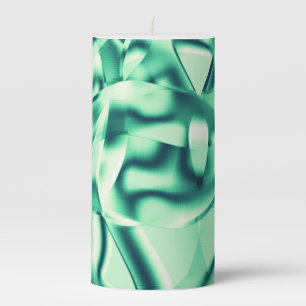 Curved green shapes of acrylic, showy mint shades pillar candle