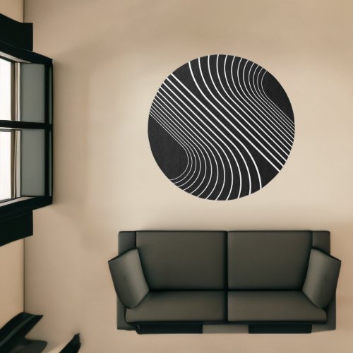 Curved Line Black White Contemporary Rug