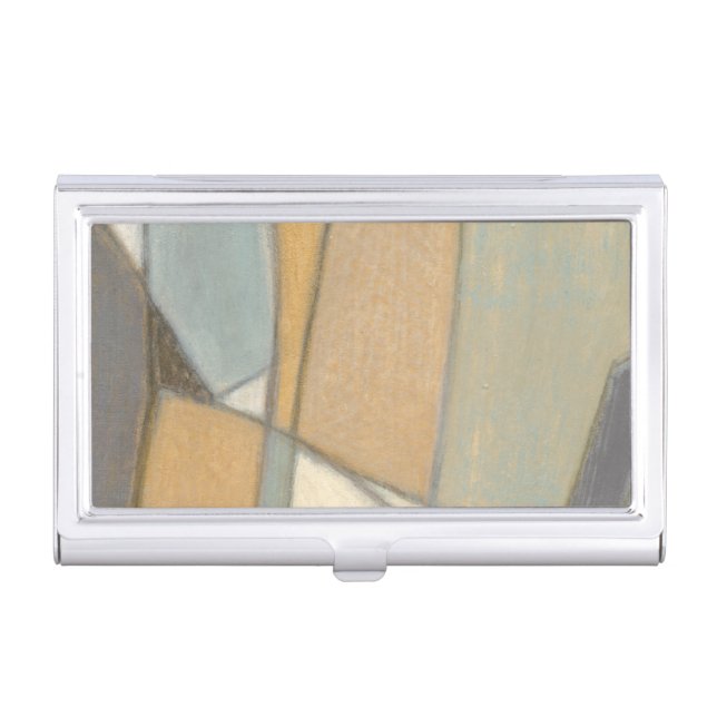 Curved Lines & Muted Earth Tones Business Card Holder (Front)