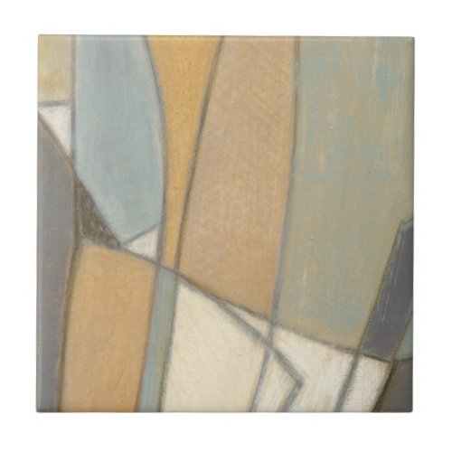 Curved Lines  Muted Earth Tones Ceramic Tile