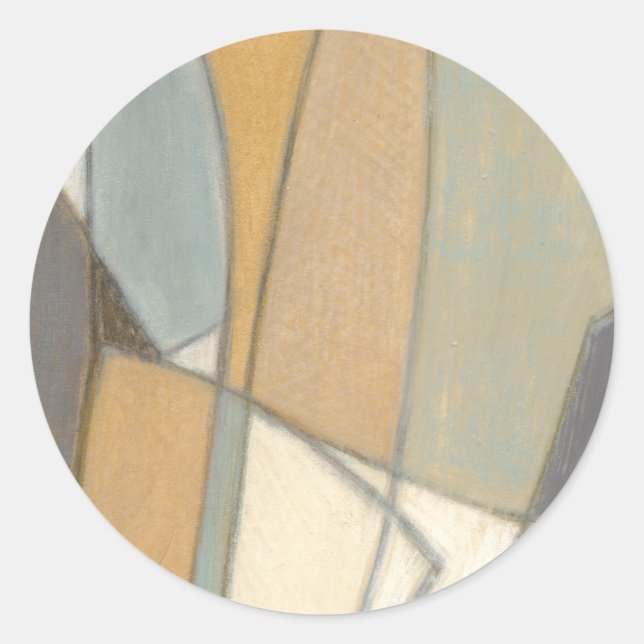 Curved Lines & Muted Earth Tones Classic Round Sticker (Front)