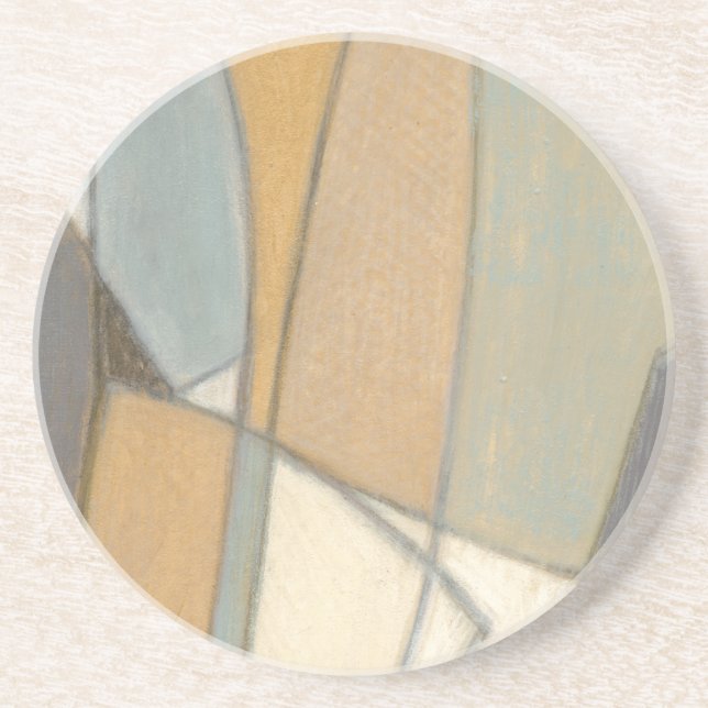Curved Lines & Muted Earth Tones Drink Coaster (Front)