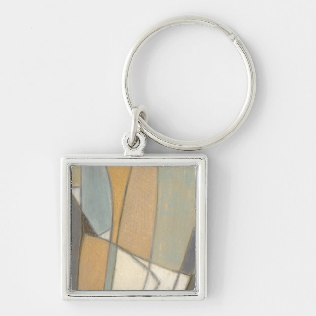 Curved Lines & Muted Earth Tones Keychain (Front)