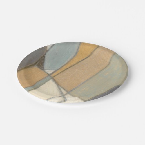 Curved Lines  Muted Earth Tones Paper Plates